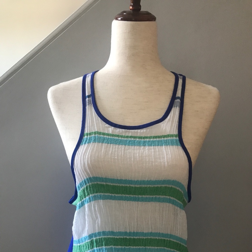 AMERICAN EAGLE OUTFITTERS Tank Top Gauze Razorback White Blue